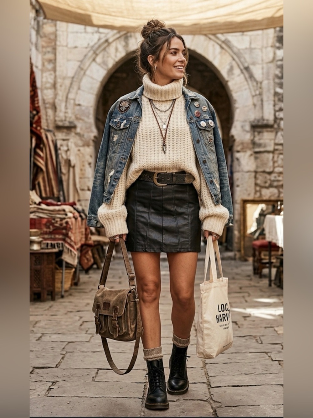 Free People Black Vegan Leather Seamed Mini Skirt - Size 10